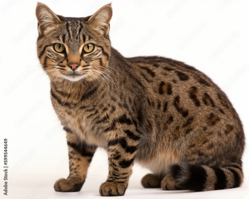 photo of Geoffroy’s cat isolated on white background. Generative AI