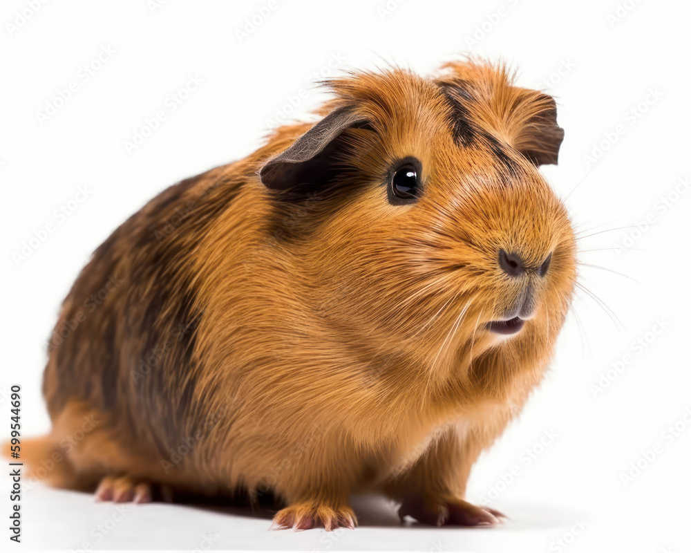 Fototapeta premium photo of guinea pig isolated on white background. Generative AI