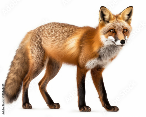 photo of fox isolated on white background. Generative AI