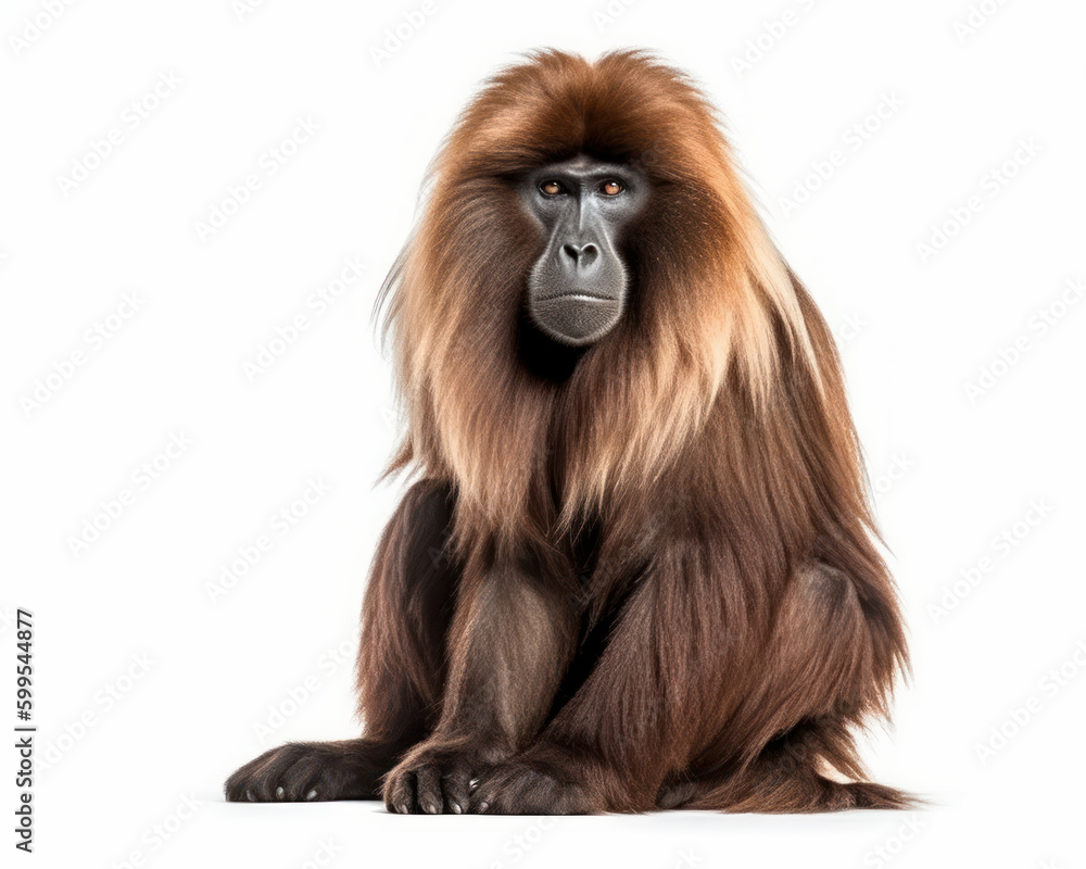 photo of gelada isolated on white background. Generative AI photo of gelada isolated on white background. Generative AI