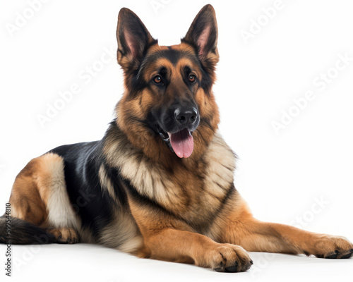 photo of German Shepherd isolated on white background. Generative AI