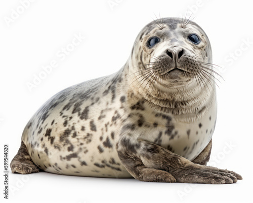 photo of gray seal isolated on white background. Generative AI