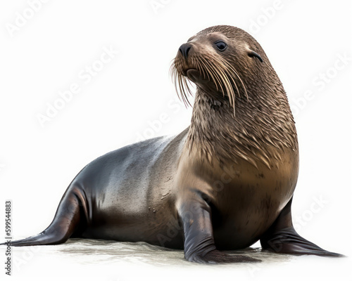 photo of fur seal isolated on white background. Generative AI