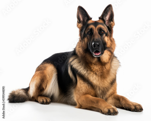 photo of German Shepherd isolated on white background. Generative AI