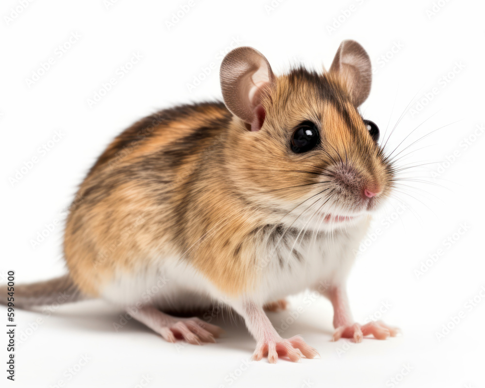 photo of grasshopper mouse isolated on white background. Generative AI