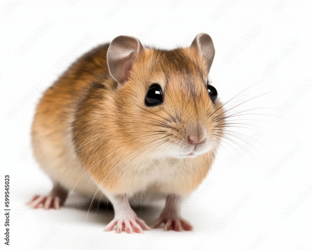 photo of gerbil (rodent) isolated on white background. Generative AI