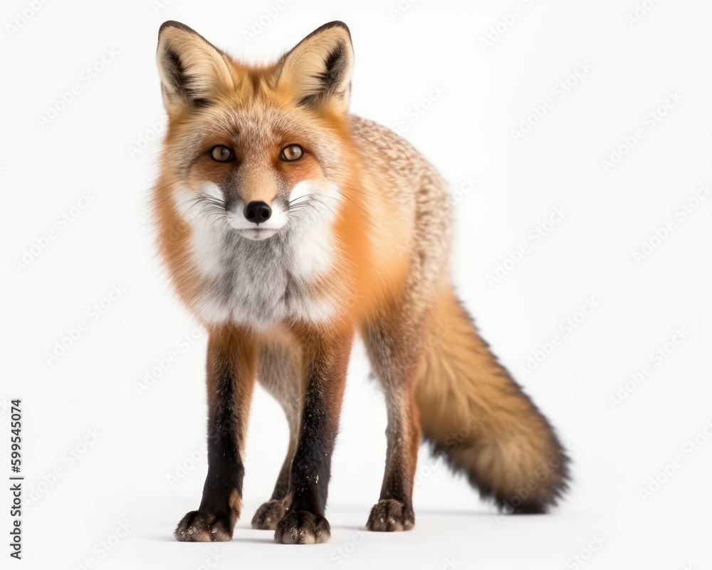 Fototapeta premium photo of fox isolated on white background. Generative AI