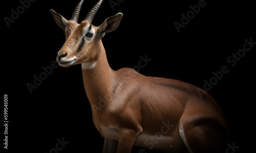 photo of goat antelope on black background. Generative AI © Bartek