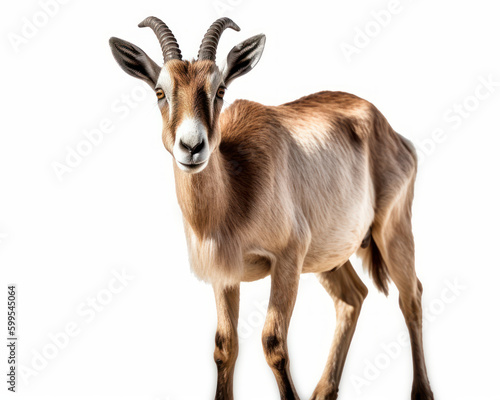 photo of goat antelope isolated on white background. Generative AI © Bartek