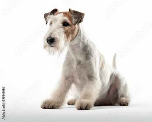 photo of fox terrier isolated on white background. Generative AI