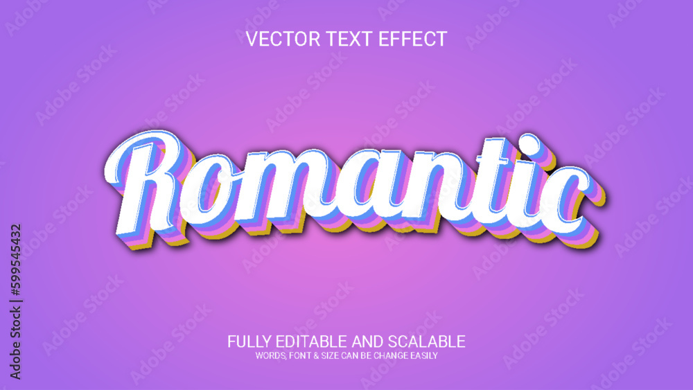 Romantic 3D Style Editable Vector Text Effect Romantic 3D Style Editable Vector Text Effect