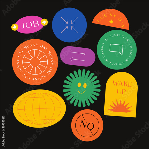 Sicker Pack. Collection of trendy stickers, labels, patches, tags. Retro style. Vector illustration.