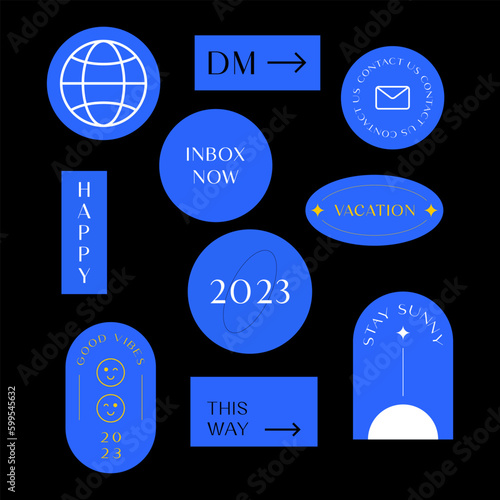 Sicker Pack. Collection of trendy stickers, labels, patches, tags. Retro style. Vector illustration.