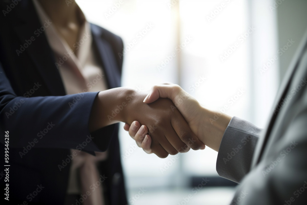 Business people shaking hands after an interview. AI Generative. Business people shaking hands after an interview. AI Generative.