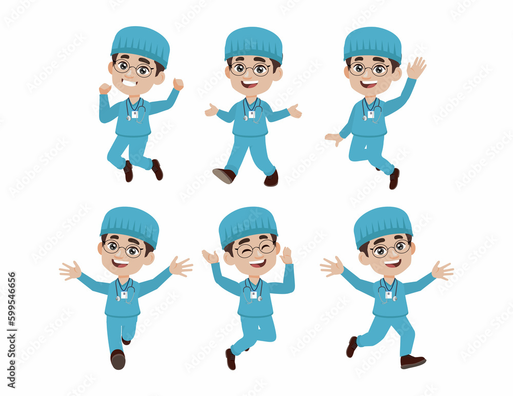 Set of doctor with different poses Set of doctor with different poses