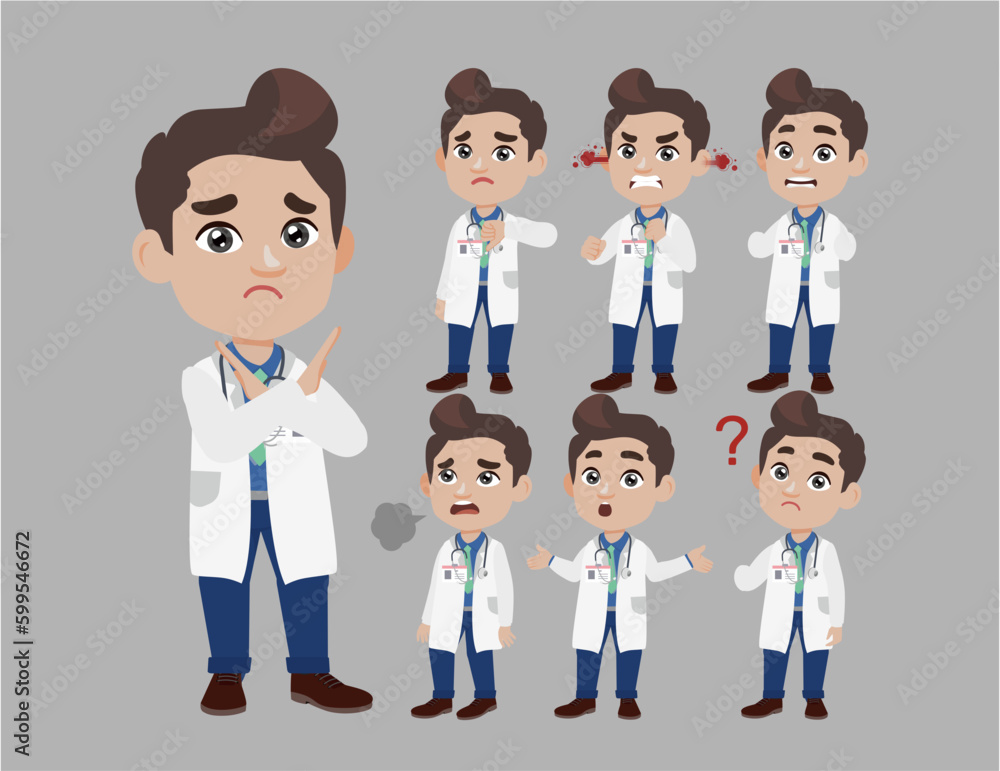 Set of doctor with different poses Set of doctor with different poses