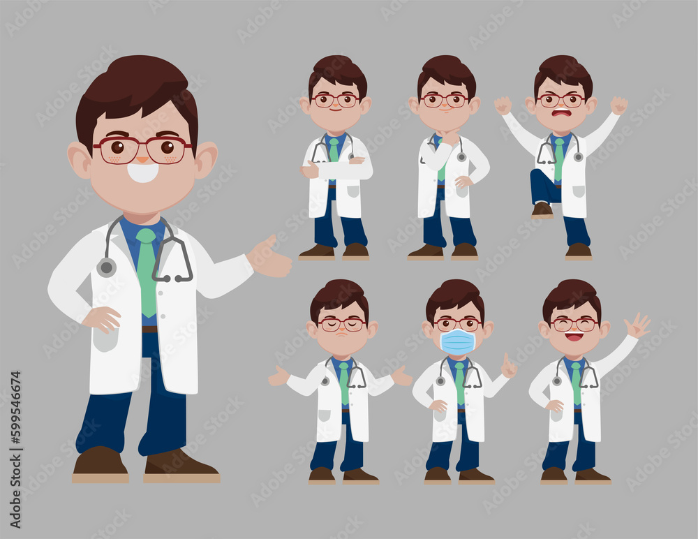 Set of doctor with different poses Set of doctor with different poses