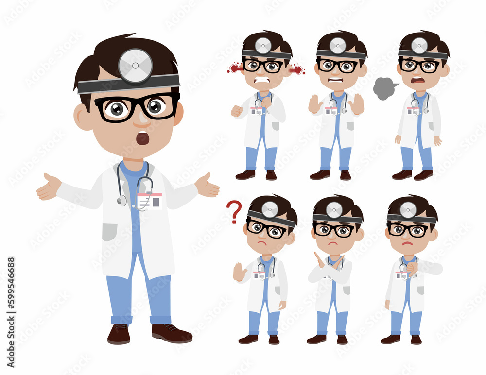 Set of doctor with different poses Set of doctor with different poses