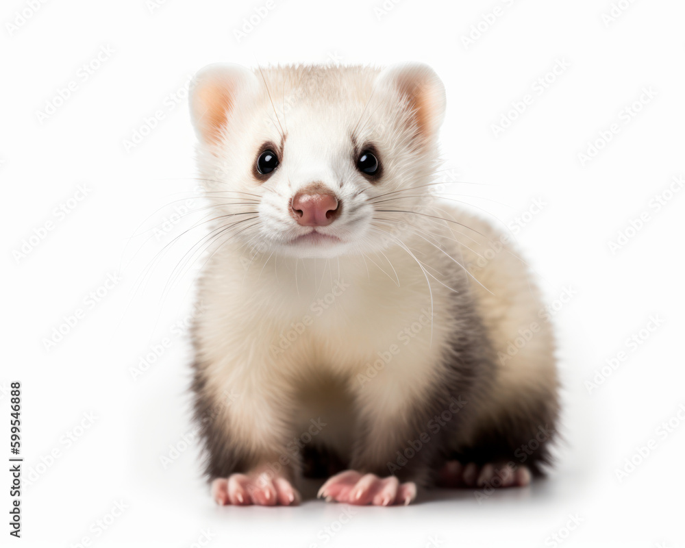 photo of ferret isolated on white background. Generative AI photo of ferret isolated on white background. Generative AI