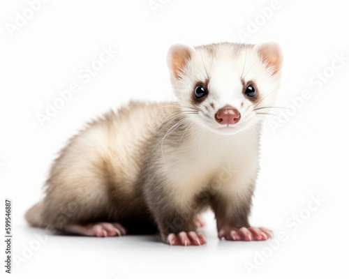 photo of ferret isolated on white background. Generative AI