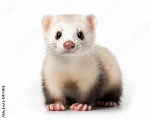 photo of ferret isolated on white background. Generative AI