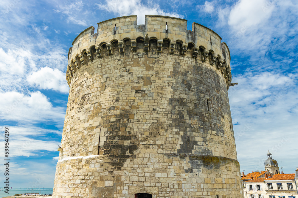 Facade of the Tour de la Chaine Tower in La Rochelle, France