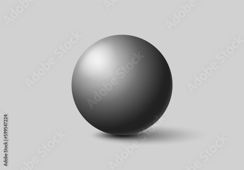 Black ball. Sphere on a light background. Vector for your graphic design.