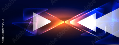 Neon lights hacking geometric background, virtual reality or artificial intelligence concept, cyberpunk geometric template for wallpaper, banner, presentation, background