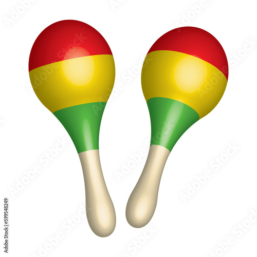 maracas instrument, caribbean or latin music instrument, vector illustration 