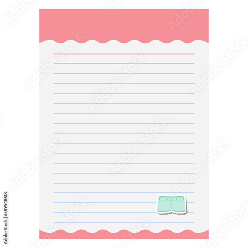 Paper Note Mini Shorts Bullet Journal Sticker Clothing