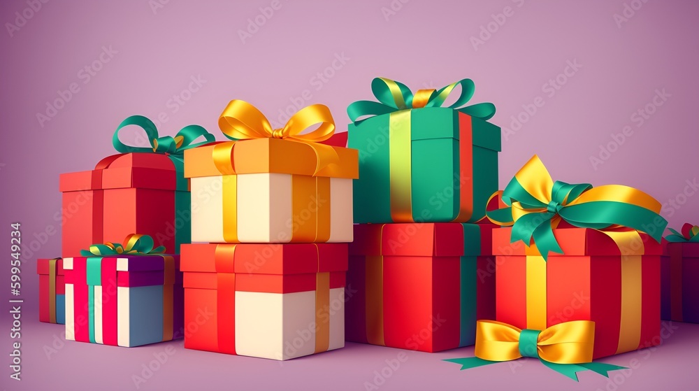 Fototapeta premium Colorful Gift boxes with ribbons