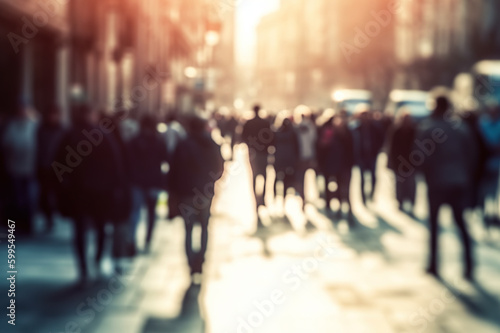 Blurred Crowd People Walking in the Street. created with Generative AI