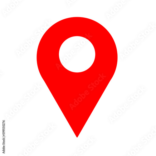 Red Map pointer icon on a Transparent Background