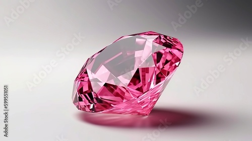 Gemstone. Pink diamond on white background