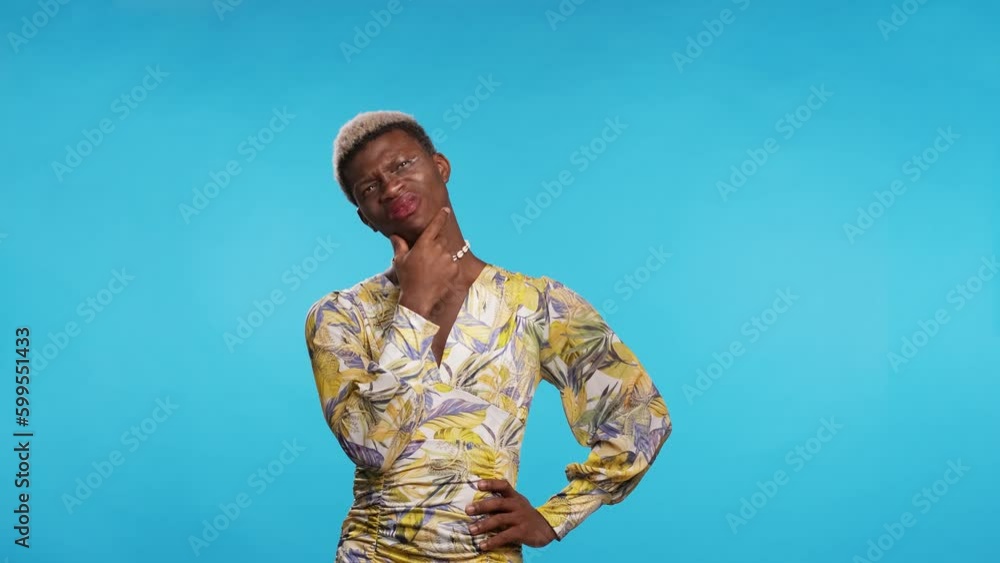 African American transgender person thinking over problem African American transgender person thinking over problem