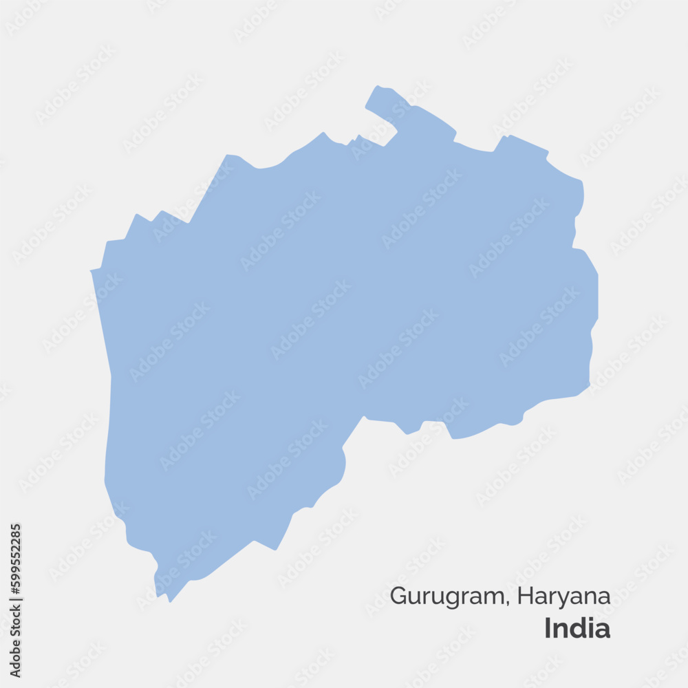 Gurugram formerly known as Gurgaon City (Republic of India, Haryana State) map vector, illustration. 