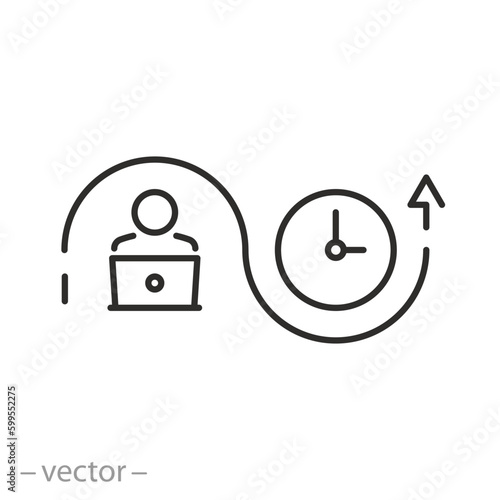 flexible worker hours icon, schedule time job, thin line symbol - editable stroke vector illustration