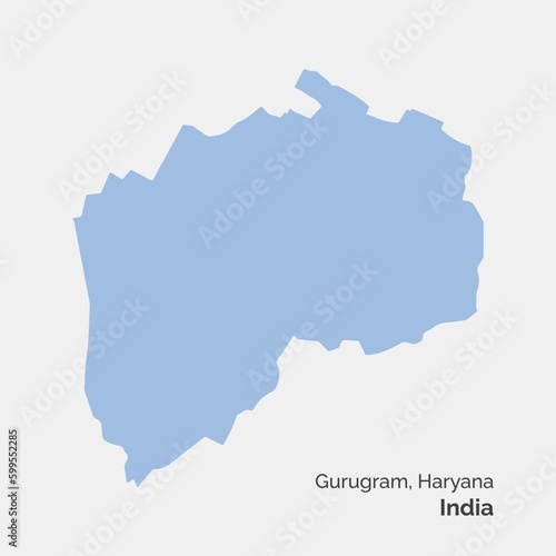 Gurugram formerly known as Gurgaon City (Republic of India, Haryana State) map vector, illustration. 