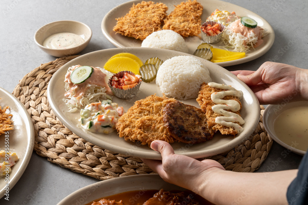 Pork cutlet set meal Korean food dish meal dongaseu Tonkatsu Fish Cutlet with Tartar Sauce Cheese Tonkatsu Meal Cheese pork cutlet set Pork cutlet set meal Korean food dish meal dongaseu Tonkatsu Fish Cutlet with Tartar Sauce Cheese Tonkatsu Meal Cheese pork cutlet set