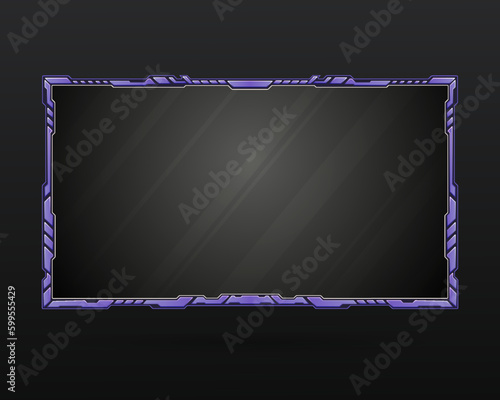 Abstract violet color live stream overlay webcam screen panel border frame for video broadcast