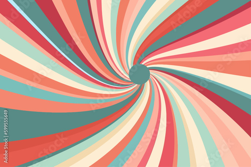 Retro swirl pattern background, abstract spiral vortex vector illustration