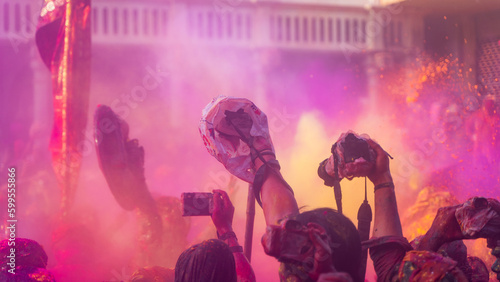 Holi celebration at Barsana Nandgaon, India photo