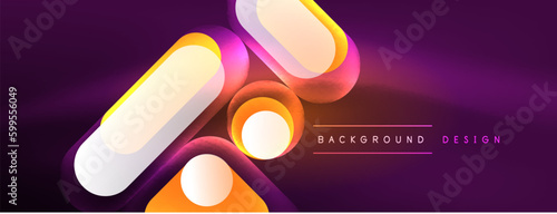 Neon circle abstract background. Template for wallpaper, banner, presentation, background