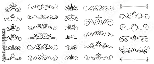 Hand drawn flower ornament text dividers elements set