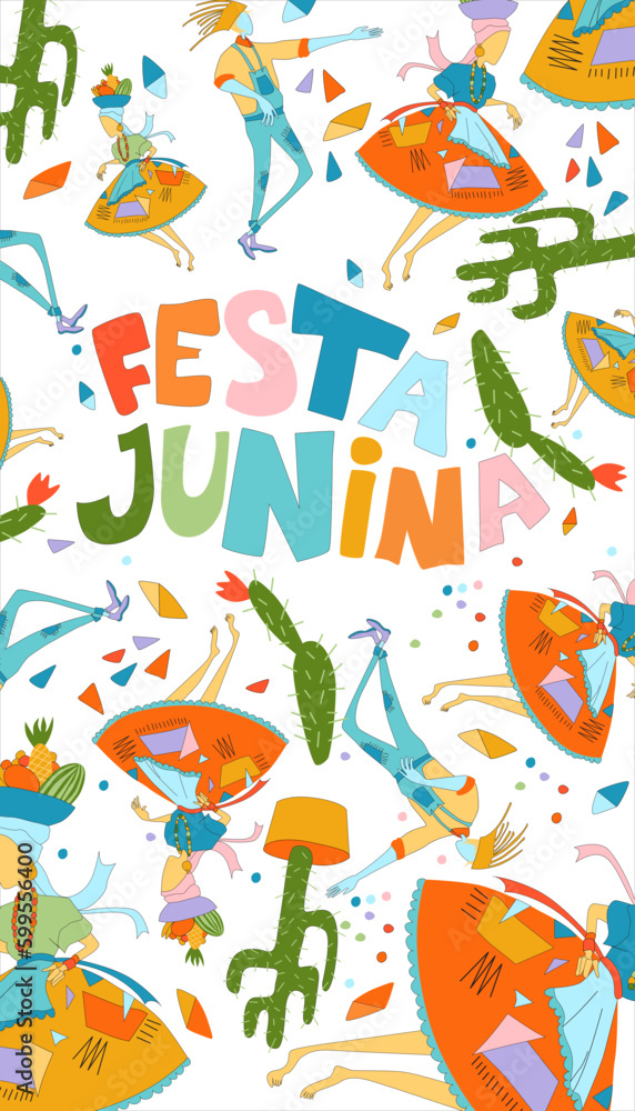 Vector illustration for social networks on a background on the theme of the brazilian carnival festa junina Vector illustration for social networks on a background on the theme of the brazilian carnival festa junina