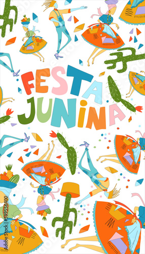 Vector illustration for social networks on a background on the theme of the brazilian carnival festa junina
