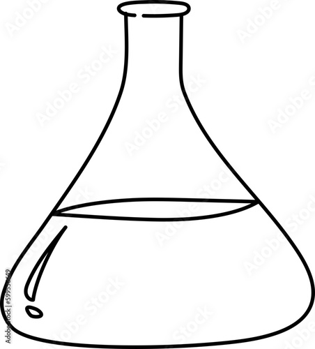 Science Laboratory Glass Test Tube Nurse Chemistry Flasks Doodle Hand Drawn Illustration