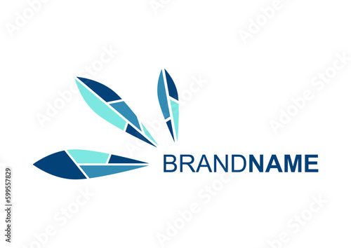 Modern and dynamic geometric leaves or feathers logo