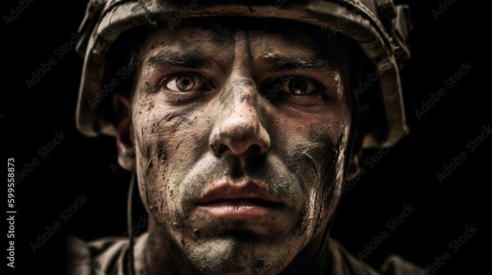 Portrait of a soldier, Generative AI Portrait of a soldier, Generative AI
