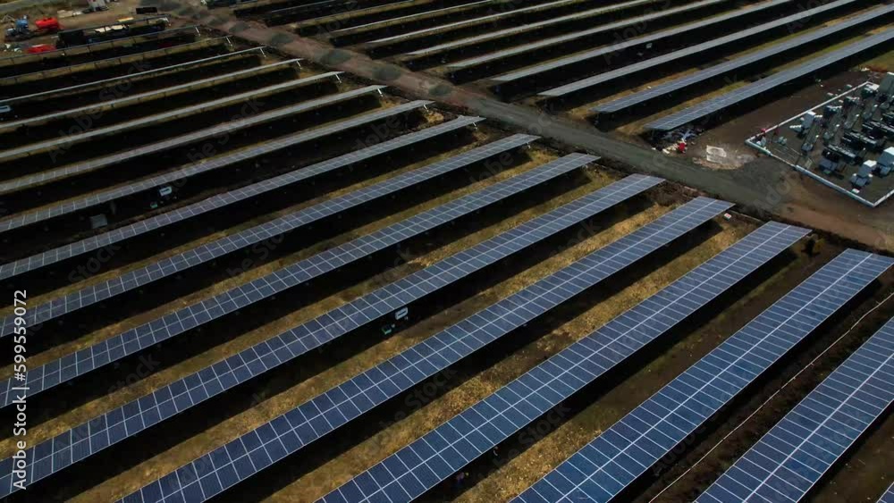 Solar panel plant renewable power electricity green energy sustainable aerial drone view 4k video Solar panel plant renewable power electricity green energy sustainable aerial drone view 4k video